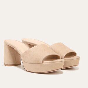 Veronica Beard Women’s Size 12 Dali Block Heel Sandal Beige Suede